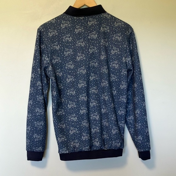 Zilli Blue Patterned Long Sleeve Polo Sweater - Picture 8 of 8